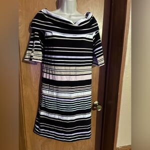Tommy Hilfiger Striped Medium Women's Dress with Scooped Turtleneck